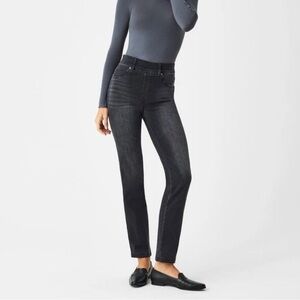 Spanx Black Straight Leg Jeans Pull On Slimming 20355 Size L